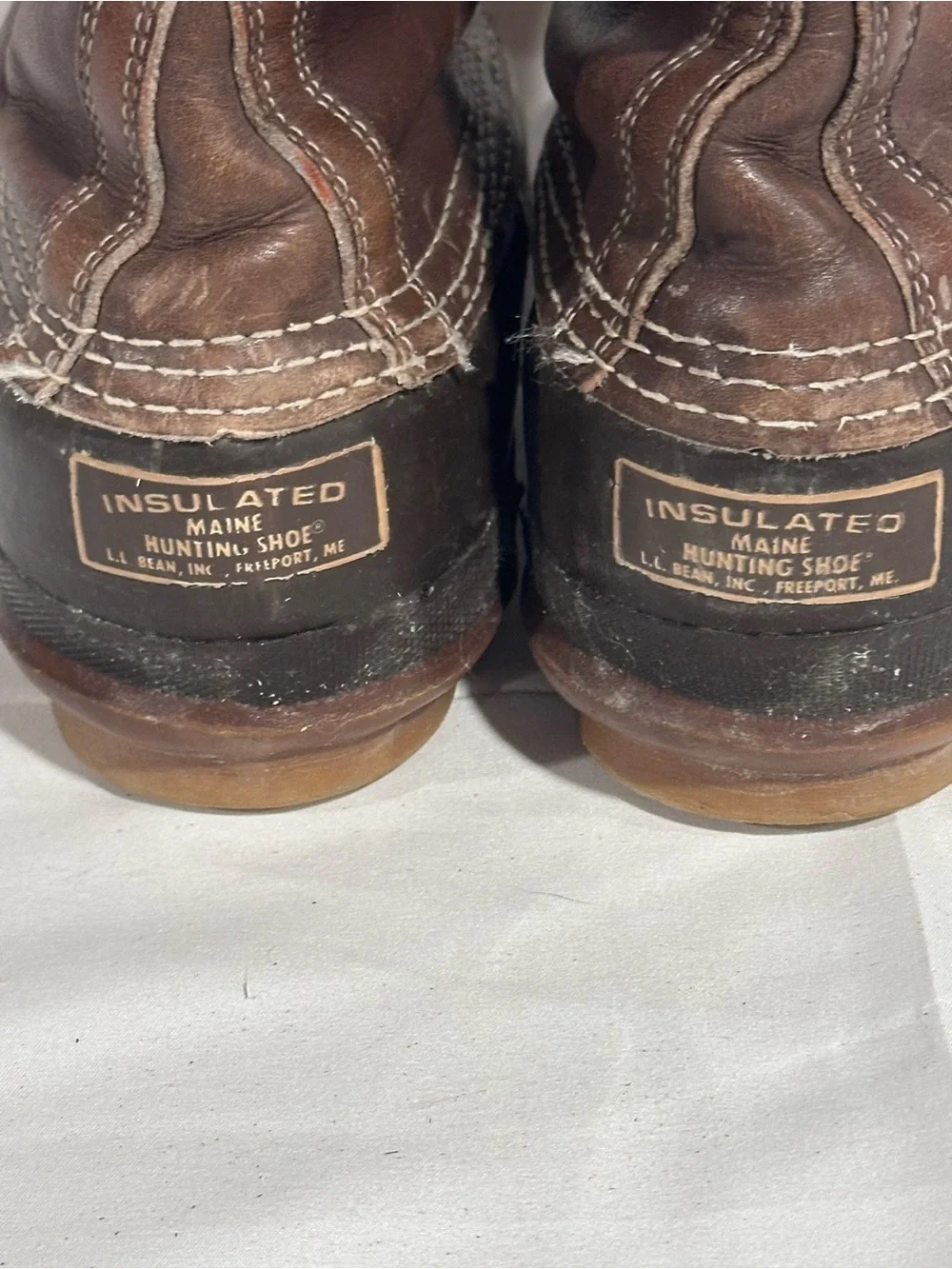 L.L. Bean Dark Brown Leather and Black Rubber Waterproof Duck Boots